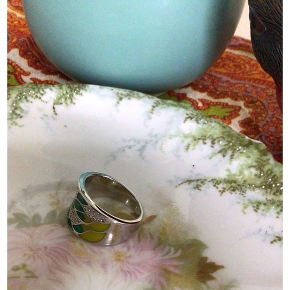 NEW Elegant Bohemian Style Ring Silver Plated Zircon Leaf Pattern Ring Size 8 🍃 - Picture 16 of 16